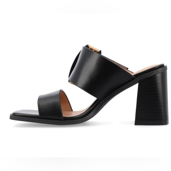 Journee Collection Women’s Junie Black Block Heel Sandals Shoes Size 10 NIB - Picture 3 of 12
